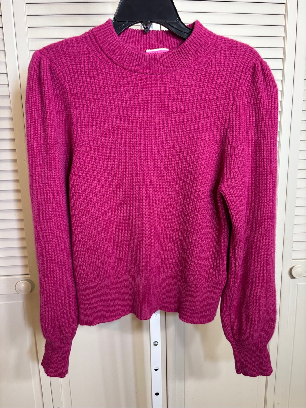 J. Crew Women's Cashmere Puff-Sleeve Mockneck Sweater Medium